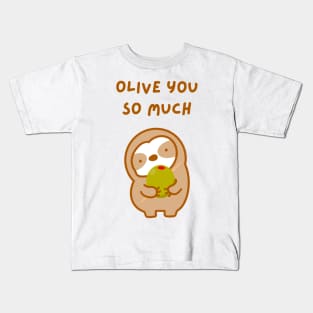 I Love You So Much Olive Sloth Kids T-Shirt